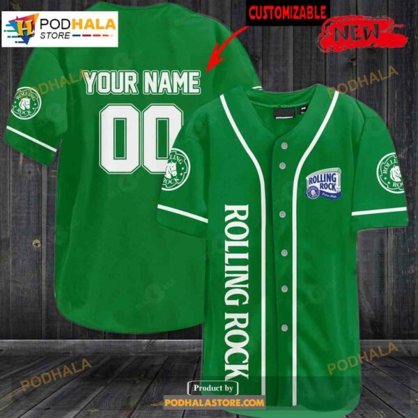 Personalized Rolling Rock All Over Print Green Baseball Jersey