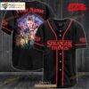 Personalized Stranger Things Characters All Over Print Black Design Baseball Jersey