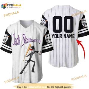 Personalized Striped Jack Skellington 3D Baseball Jersey