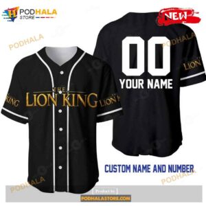 Personalized The Lion King All Over Print Black Baseball Jersey