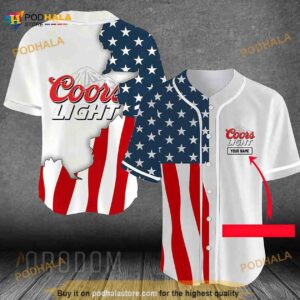 Personalized US Flag Coors Light 3D Baseball Jersey