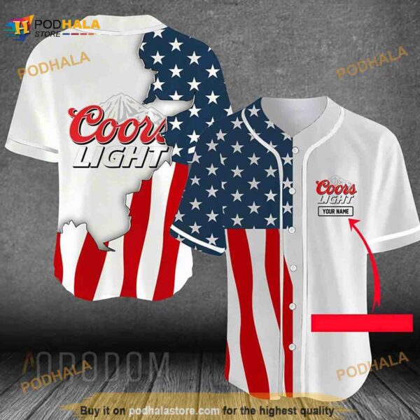 Personalized US Flag Coors Light 3D Baseball Jersey