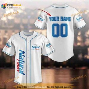 Personalized Unisex White Natural Light 3D Baseball Jersey