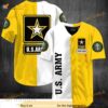 Personalized White Yellow Us Army Veteran 3D Baseball Jersey