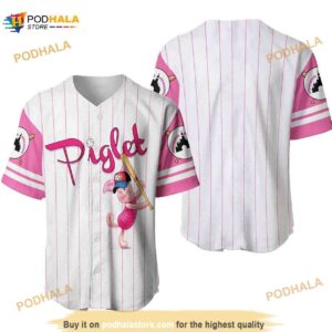 Piglet Pig Winnie The Pooh Pinstripe 3D Baseball Jersey