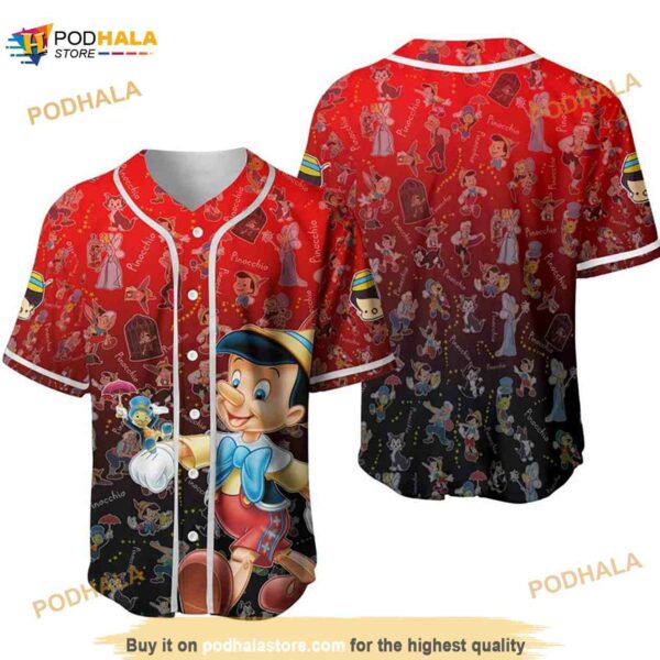 Pinocchio Jiminy Cricket Geppetto Monstro 3D Baseball Jersey