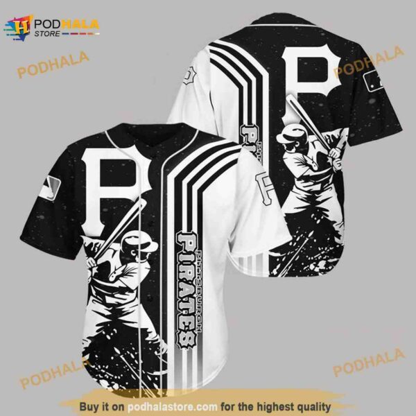 Pittsburgh Pirates Black N White 3D Baseball Jersey Shirt