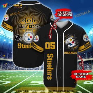 Pittsburgh Steelers Personalized Name Number 3D Baseball Jersey Shirt