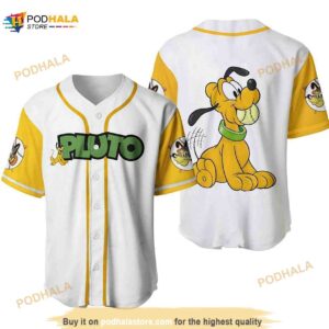 Pluto Dog Disney Cartoon Graphics Unisex 3D Baseball Jersey Yellow