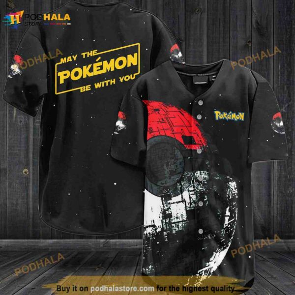 Poke Ball May The Pokemon Be With You Pokemon 3D Baseball Jersey