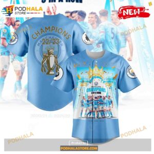 Premier League Champions Manchester City 3 In A Row 2023 V12 Jersey Shirt