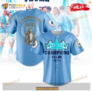 Premier League Champions Manchester City 3 In A Row 2023 V2 Jersey Shirt