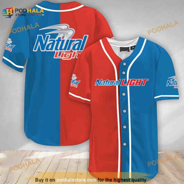 Red And Blue Split Natural Light 3D Baseball Jersey