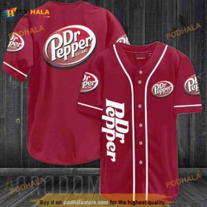 Red Dr Pepper 3D Baseball Jersey Shirt