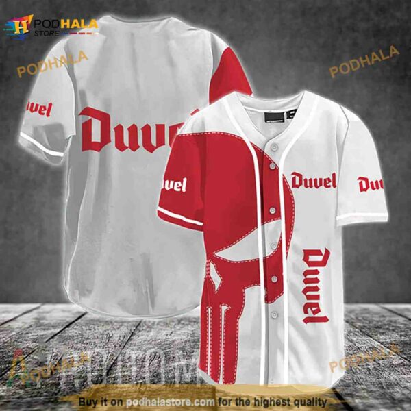 Red Skull Duvel Beer 3D Baseball Jersey Shirt