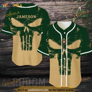 Retro Skull Jameson Whiskey 3D Baseball Jersey Shirt