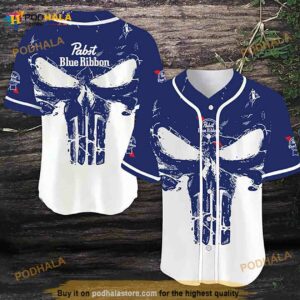 Retro Skull Pabst Blue Ribbon 3D Baseball Jersey