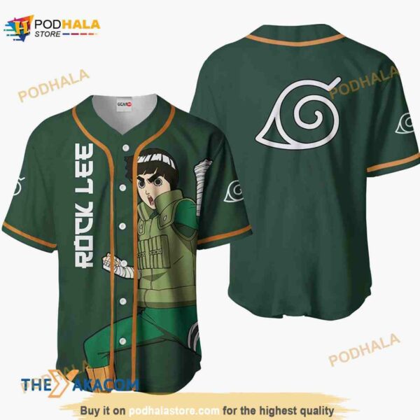 Rock Lee Naruto Anime 3D Baseball Jersey Shirt