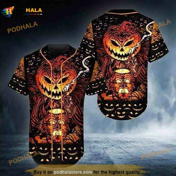 Scary Pumpkin Halloween Unisex 3D Baseball Jersey