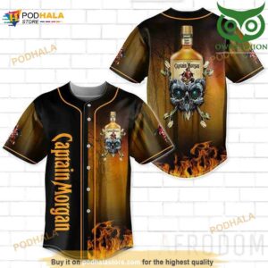 Skull Fire Captain Morgan 3D Baseball Jersey