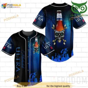 Skull Fire Michelob Ultra 3D Baseball Jersey