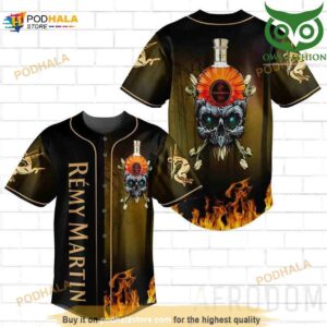 Skull Fire Remy Martin 3D Baseball Jersey