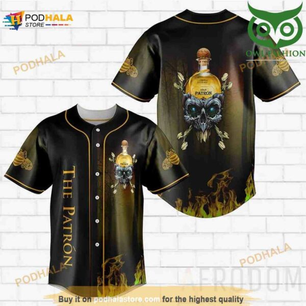 Skull Fire The Patrón 3D Baseball Jersey