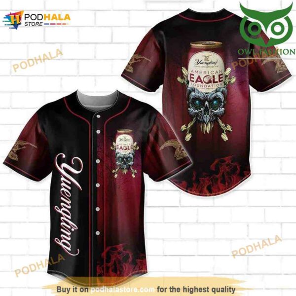 Skull Fire Yuengling Beer 3D Baseball Jersey