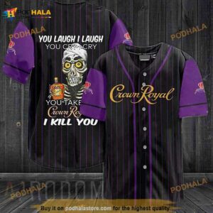 Skull Skeleton Crown Royal 3D Baseball Jersey Shirt