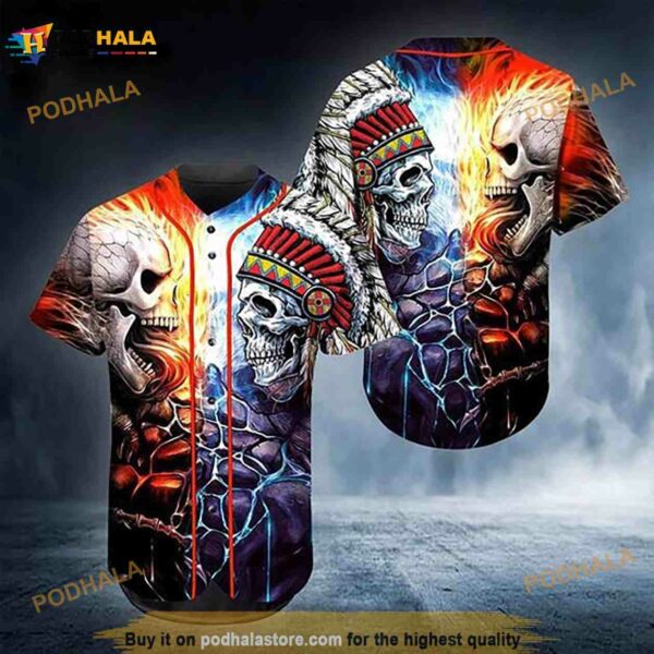 Skull War All Over Print Unisex 3D Baseball Jersey Bjh