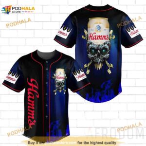 Skull With Hamm’s Beer 3D Baseball Jersey Shirt