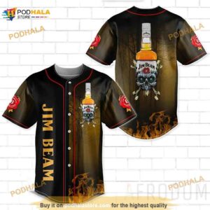 Skull With Jim Beam 3D Baseball Jersey Shirt