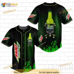 Skull With Mountain Dew 3D Baseball Jersey Shirt