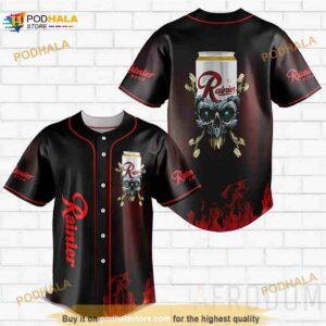 Skull With Rainier Beer 3D Baseball Jersey Shirt