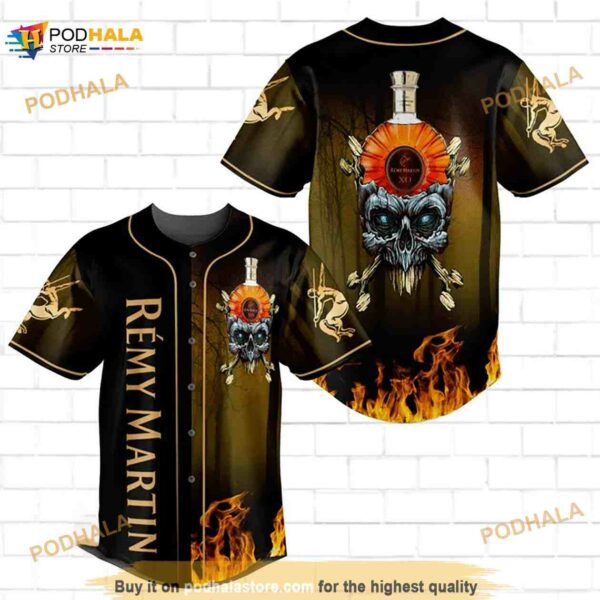 Skull With Remy Martin 3D Baseball Jersey Shirt