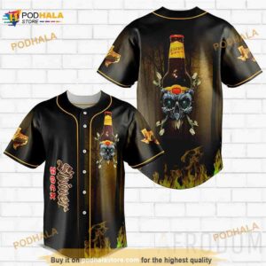 Skull With Shiner Bock Beer 3D Baseball Jersey Shirt