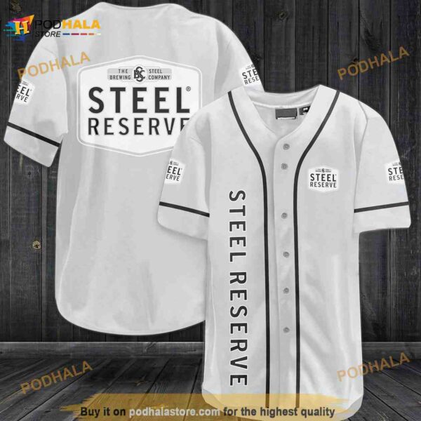 Steel Reserve All Over Print Unisex Light Gray 3D Baseball Jersey