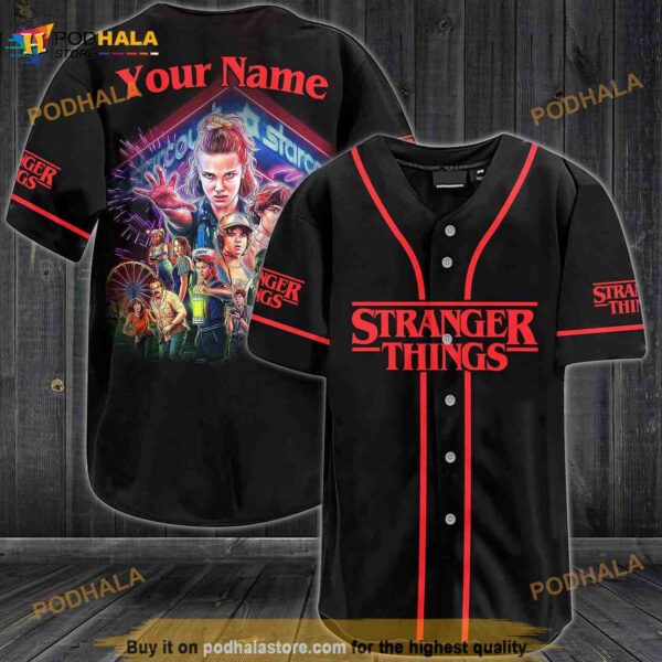 Stranger Things Characters All Over Print Unisex 3D Baseball Jersey