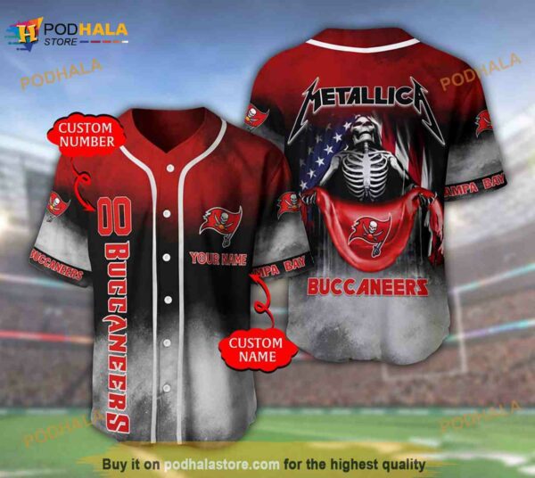 Tampa Bay Buccaneers Personalized Name Number Metallica 3D Baseball Jersey