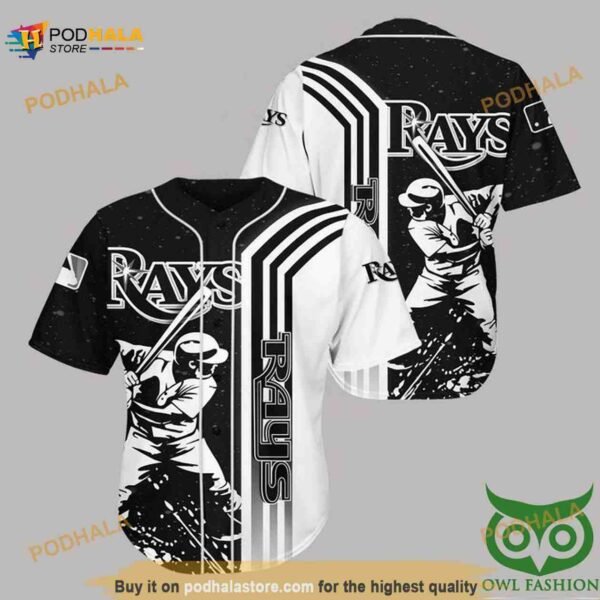 Tampa Bay Rays Black White 3D Baseball Jersey Shirt