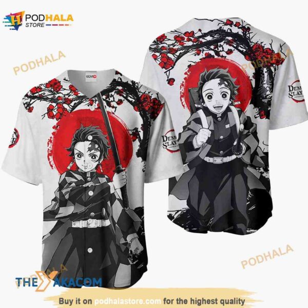 Tanjiro Kimetsu Anime Japan Style 3D Baseball Jersey Shirt