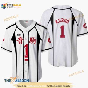 Tetsurou Kuroo Haikyuu Anime Costume 3D White Baseball Jersey Shirt