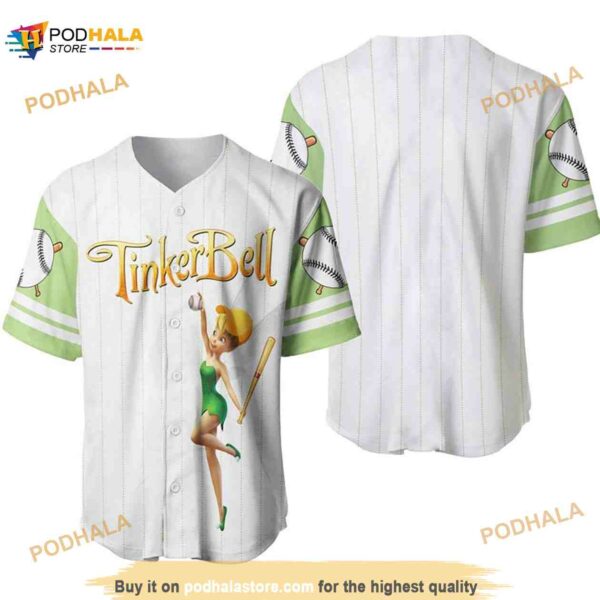 Tinker Bell All Over Print Pinstripe 3D Baseball Jersey