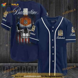 Us Flag Black Skull Ballantine 3D Baseball Jersey