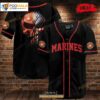 Us Marine Skull Design Baseball Jersey Shirt