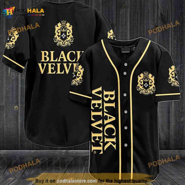 Vintage Black Velvet Canadian Whisky 3D Baseball Jersey