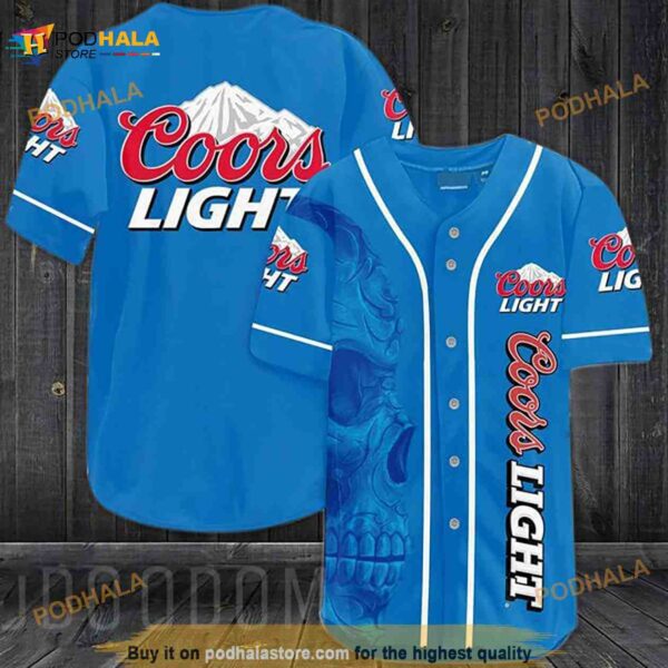 Vintage Blue Skull Coors Light 3D Baseball Jersey