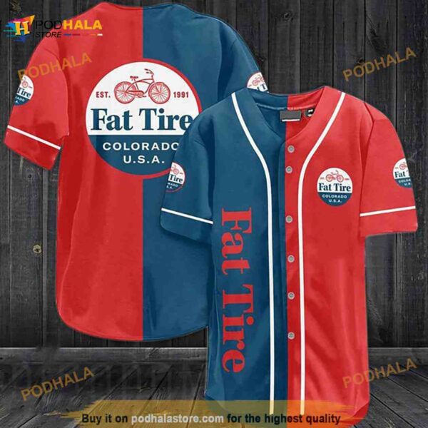 Vintage Fat Tire Amber Ale Beer 3D Baseball Jersey