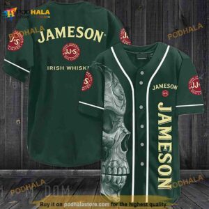 Vintage Green Skull Jameson 3D Baseball Jersey