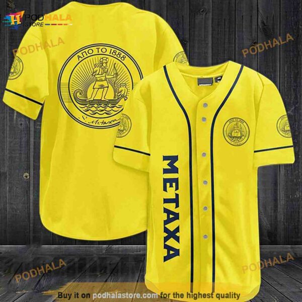 Vintage Metaxa Liquor 3D Baseball Jersey